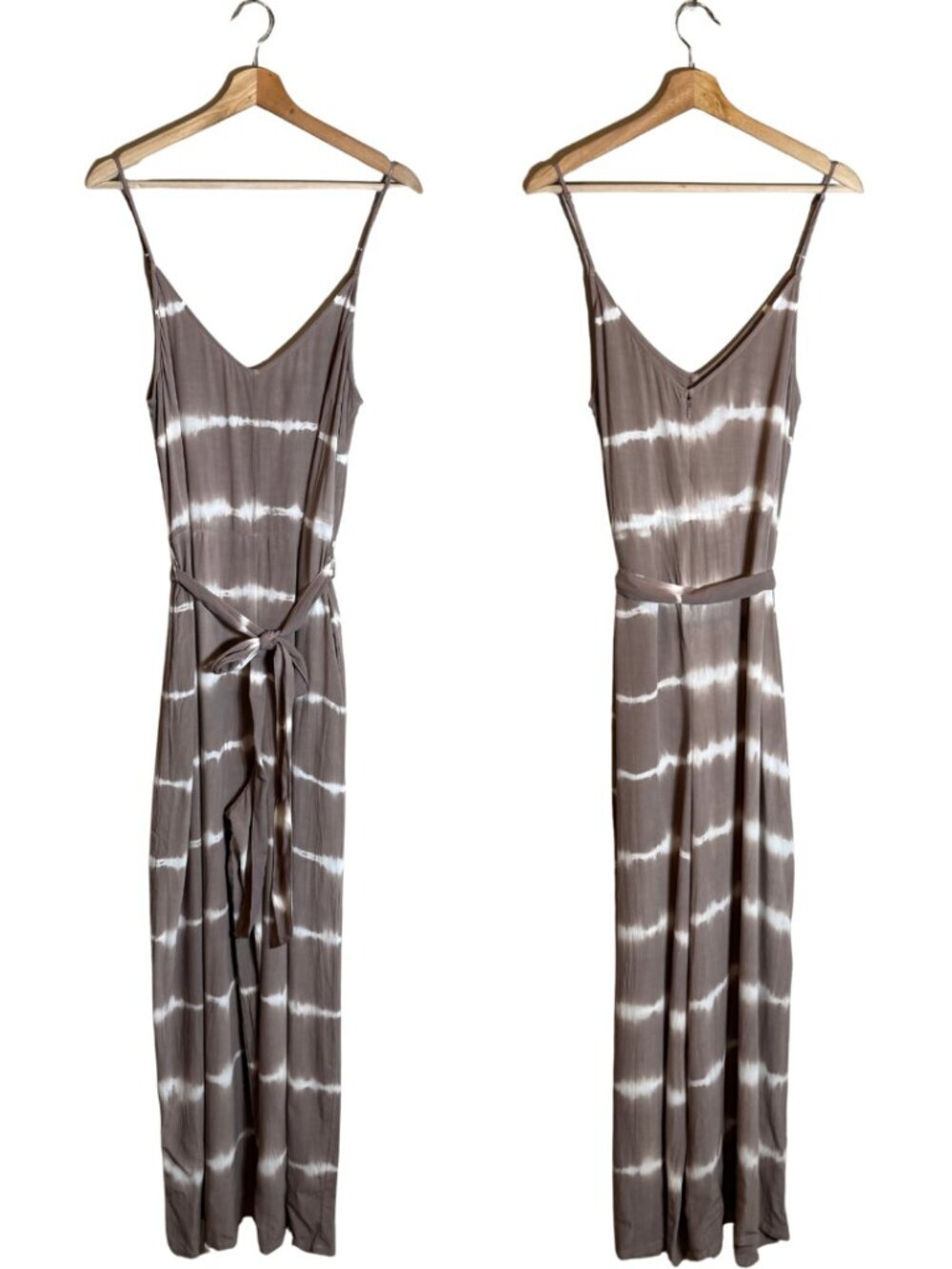 American Eagle Tie Dye Wide Leg Jumpsuit Women's Large Brown Flowy Boho Festival